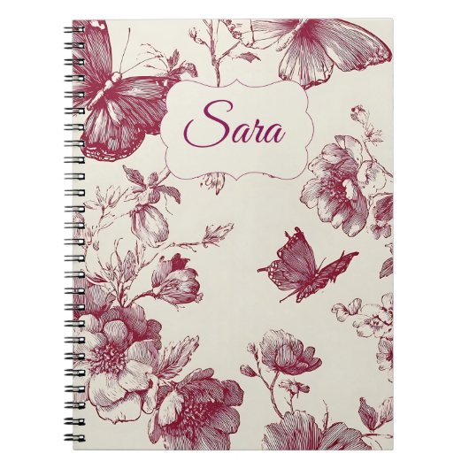 Carnet Personalized Floral Notebook – Custom Name (Devant)