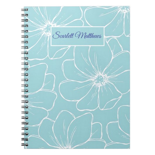 Carnet Personalized Floral Notebook with Name  (Devant)