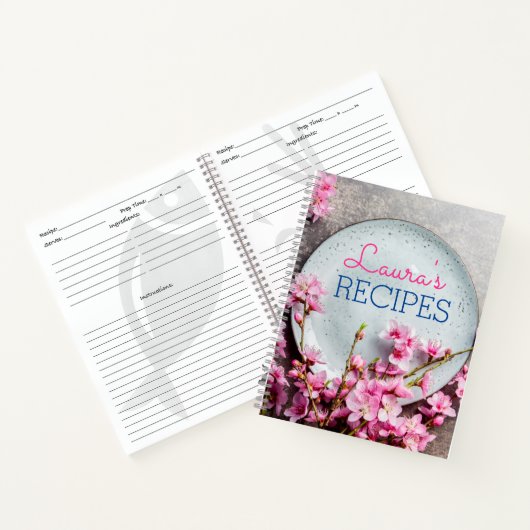 Carnet Personalized Floral Recipe Notebook – Custom Name  (Intérieur)