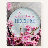 Carnet Personalized Floral Recipe Notebook – Custom Name  (Devant)