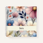 Carnet Personalized Floral Square College Ruled Notebook (Devant)