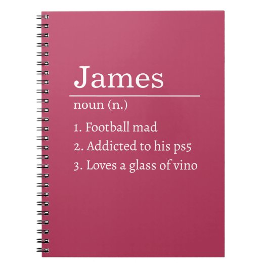 Carnet Personalized Funny Dictionary Definition Black  (Devant)