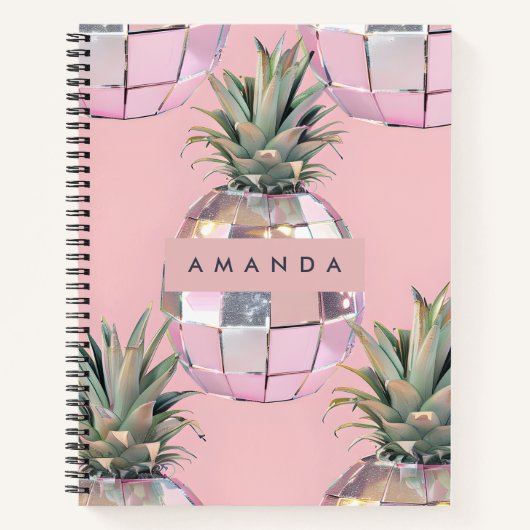 Carnet Personalized Glam Disco Pineapple Pink Metallic (Devant)