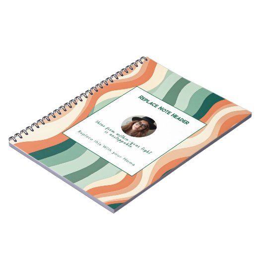 Carnet Personalized Green and Orange Wave Patterned (Côté gauche)