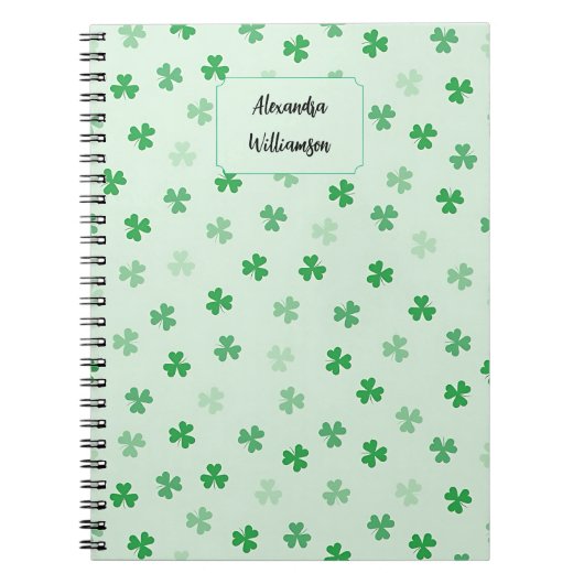 Carnet Personalized Green Clover Notebook | Minimal Lucky (Devant)