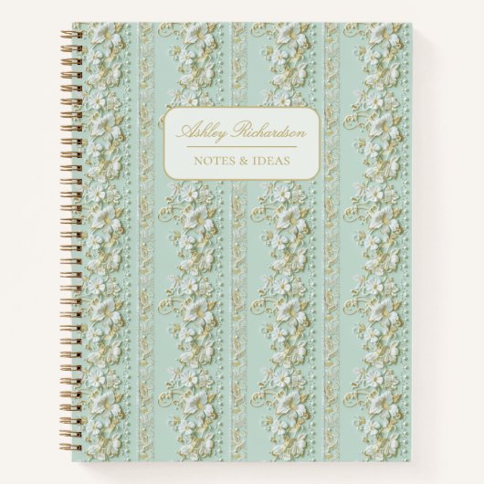 Carnet Personalized Green Floral Notebook (Devant)