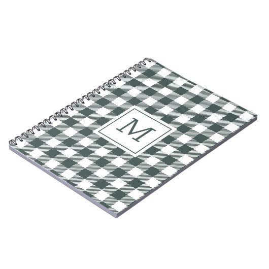 Carnet Personalized Green Gingham Plaid Monogram (Côté gauche)