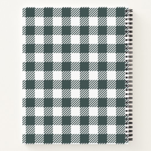 Carnet Personalized Green Gingham Plaid Monogram  (Dos)