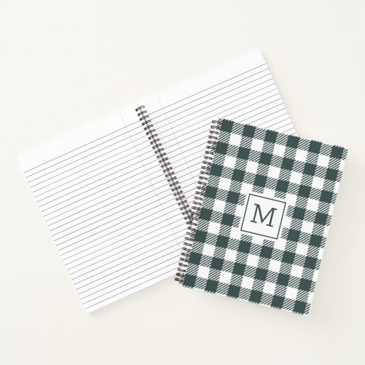 Carnet Personalized Green Gingham Plaid Monogram  (Intérieur)