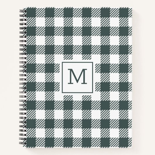 Carnet Personalized Green Gingham Plaid Monogram  (Devant)