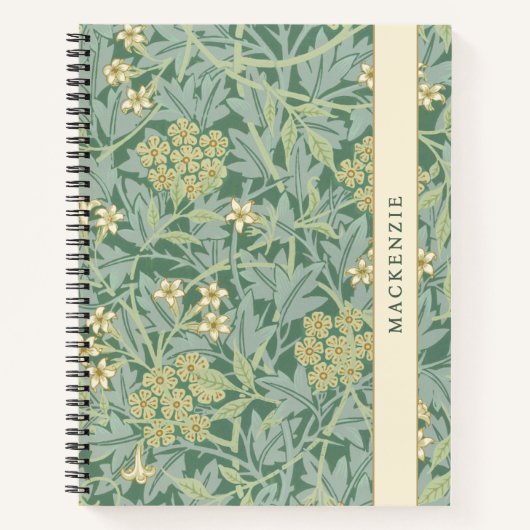 Carnet Personalized Green Jasmine Floral Pattern (Devant)