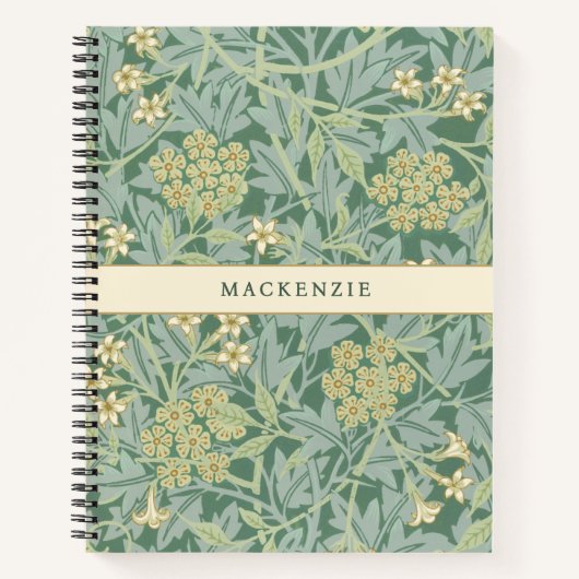 Carnet Personalized Green Jasmine Floral Pattern (Devant)