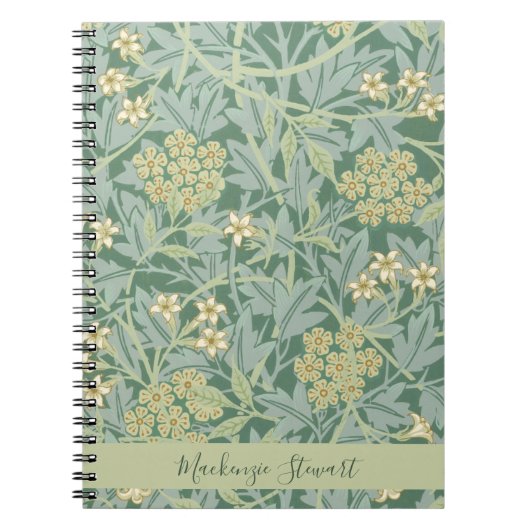 Carnet Personalized Green Jasmine Floral Pattern (Devant)