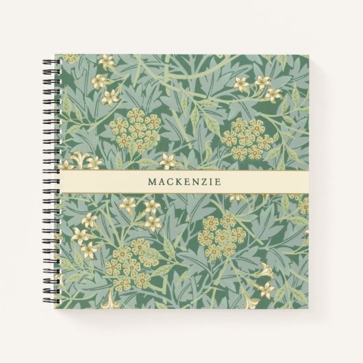 Carnet Personalized Green Jasmine Floral Pattern (Devant)