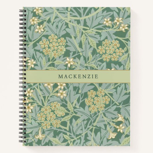 Carnet Personalized Green Jasmine Floral Pattern (Devant)