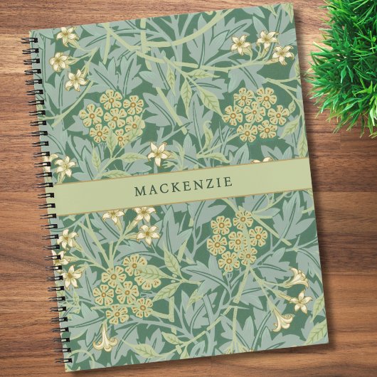 Carnet Personalized Green Jasmine Floral Pattern