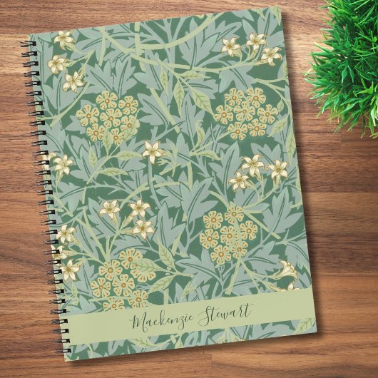 Carnet Personalized Green Jasmine Floral Pattern