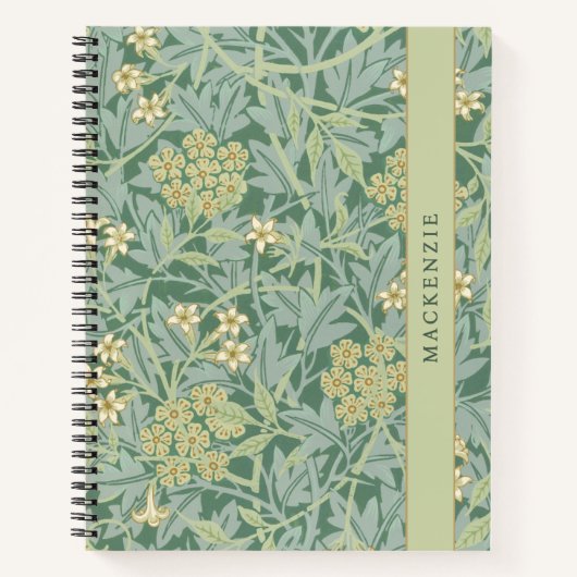 Carnet Personalized Green Jasmine Floral Pattern (Devant)
