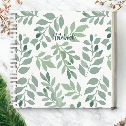 Carnet Personalized Green Leaf Spiral Notebook