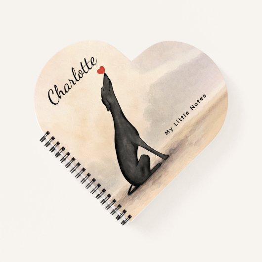 Carnet Personalized Greyhound Notebook with Heart (Devant)
