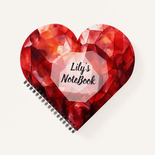 Carnet Personalized Heart Spiral NoteBook For Work& Study (Devant)