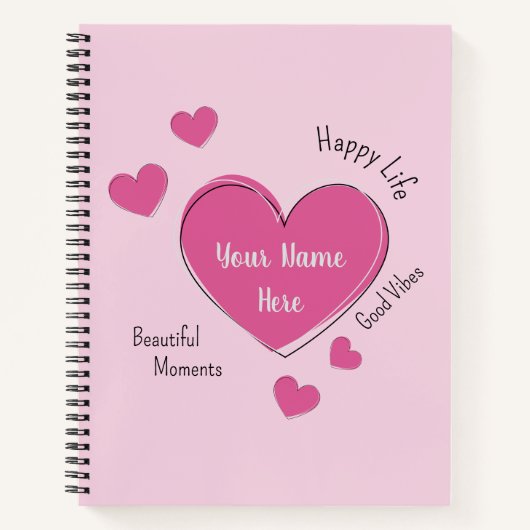 Carnet Personalized Hearts Spiral Notebook Sketchbook (Devant)