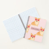 Carnet Personalized Kawaii Corgi with Heart Sunglasses (Intérieur)