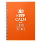 Carnet Personalized KEEP CALM Your Text Orange Accent (Devant)