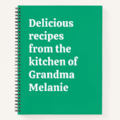 Carnet Personalized Keepsake Green Grandma Recipe (Devant)