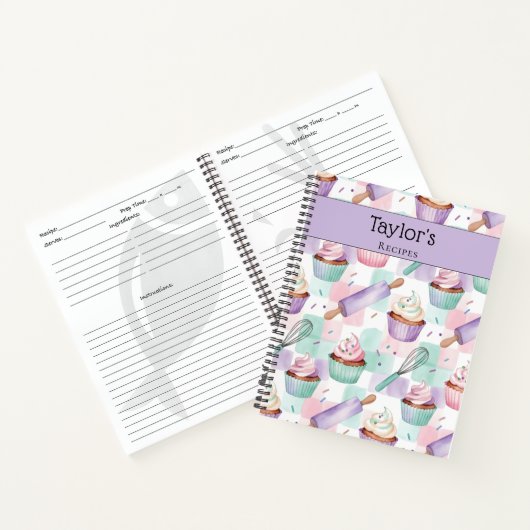 Carnet Personalized Keepsake Recipes Lavender Teal Cakes (Intérieur)