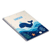 Carnet Personalized Kids Ocean Whale Name Notebook (Côté Droit)