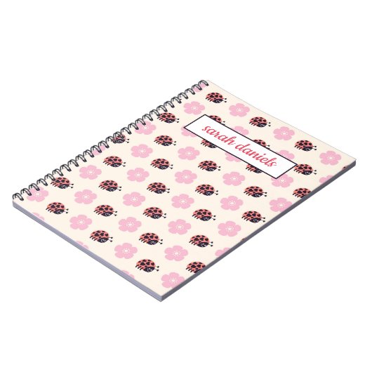 Carnet Personalized Ladybug and flower Pattern (Côté gauche)