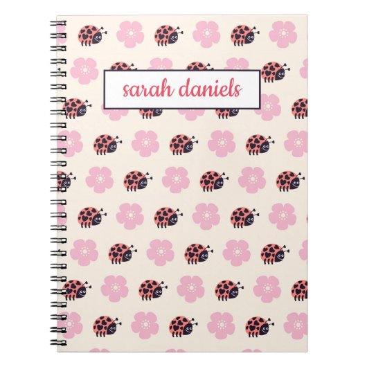 Carnet Personalized Ladybug and flower Pattern (Devant)