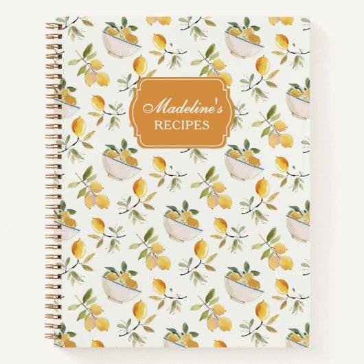 Carnet Personalized Lemon Pattern Recipe Book (Devant)