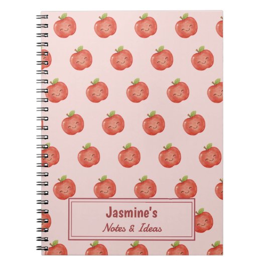 Carnet Personalized Lucky Apple Cute Watercolor (Devant)