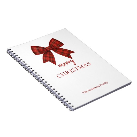 Carnet Personalized Merry Christmas | Red Plaid Bow (Côté Droit)