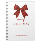 Carnet Personalized Merry Christmas | Red Plaid Bow (Devant)