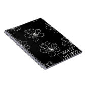 Carnet Personalized Minimal Black Floral with Name (Côté Droit)