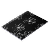 Carnet Personalized Minimal Black Floral with Name (Côté gauche)