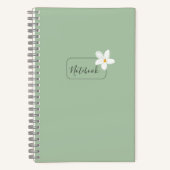Carnet Personalized Minimalist Green Flower Notebook (Recto)