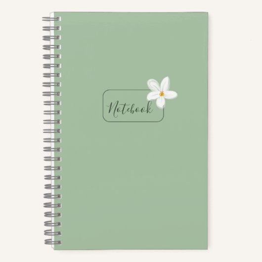 Carnet Personalized Minimalist Green Flower Notebook (Recto)