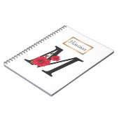 Carnet Personalized monogram editable M text red flower (Côté gauche)