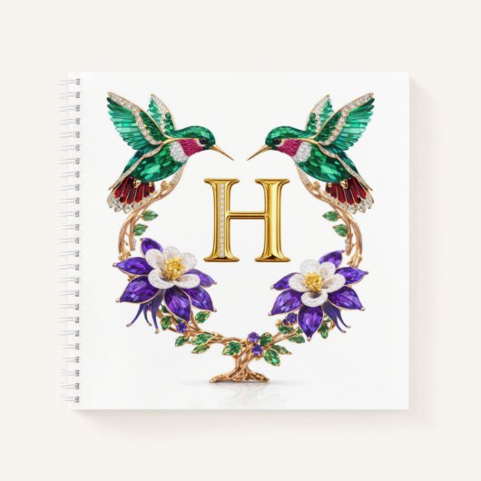 Carnet Personalized Monogram H Jeweled Hummingbird Gift (Devant)