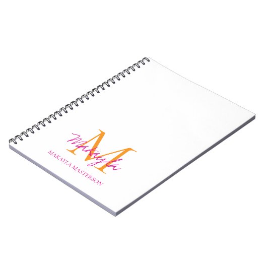Carnet Personalized Monogram Pink Script Name  (Côté gauche)