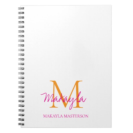 Carnet Personalized Monogram Pink Script Name  (Devant)