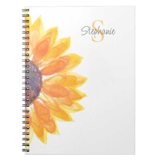 Carnet Personalized Monogram Sunflower  (Devant)