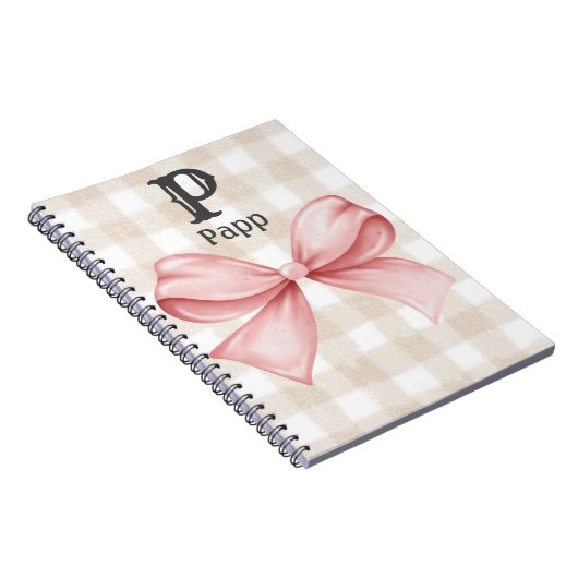 Carnet Personalized Monogrammed Gingham Coquette Bow (Côté Droit)