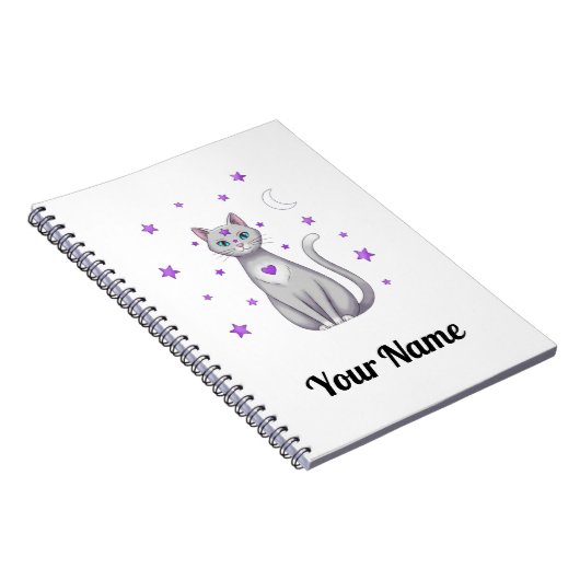 Carnet Personalized Mystic Gray Cat Notebook (Côté Droit)