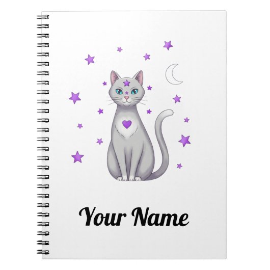Carnet Personalized Mystic Gray Cat Notebook (Devant)