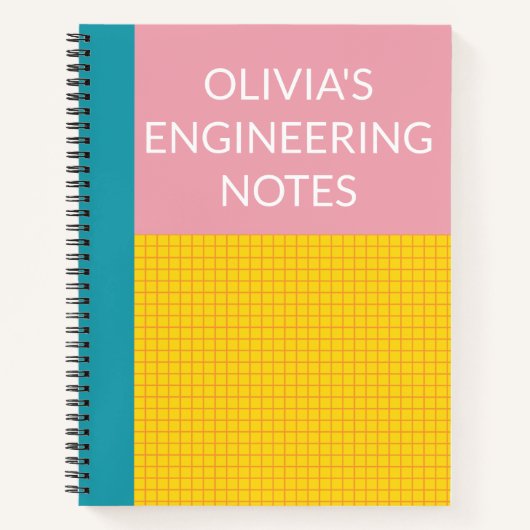 Carnet Personalized Name Engineering Graph Paper Pink (Devant)